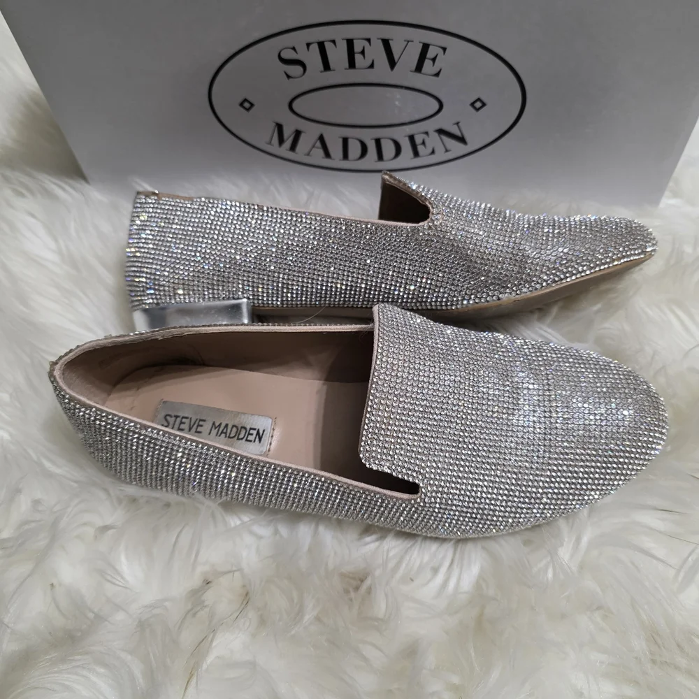 Steve Madden Women's Silver Crystal Embellished Loafers